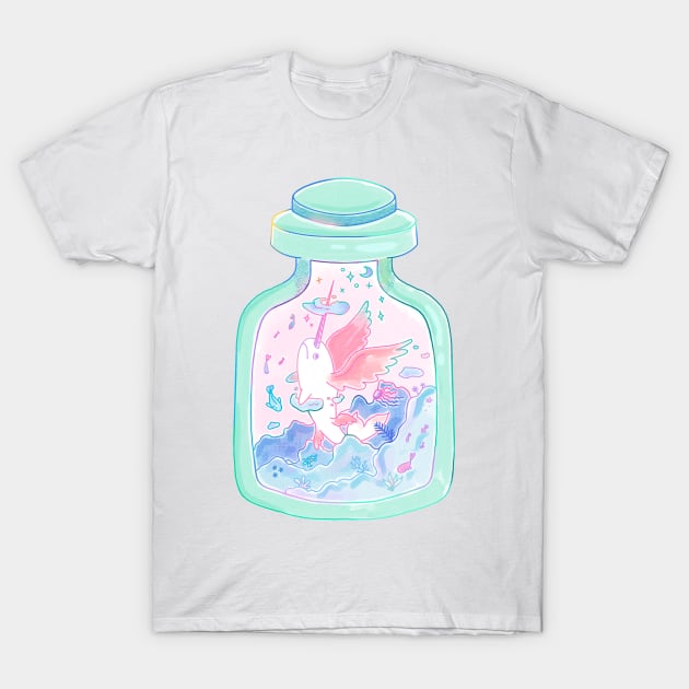 Pastel Watercolor Narwhal in Cloud Jar T-Shirt by narwhalwall